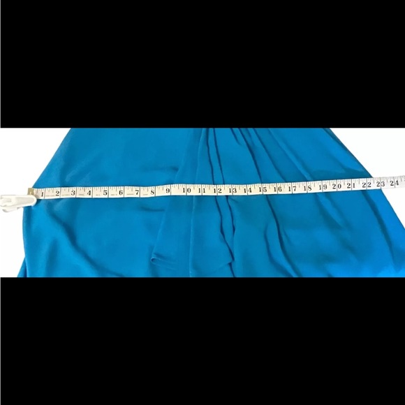 Belle Badgley Mischka Maxi Dress Womens 10 Leg Reveal Blue Halter Scarf Tie Back - Picture 13 of 16